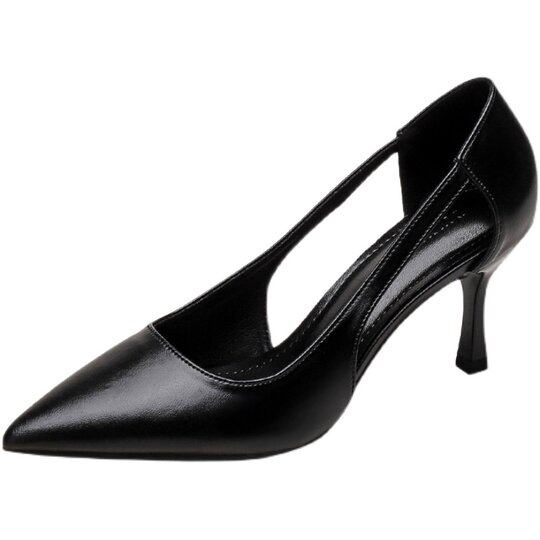 Professional Stiletto High Heels for Women 2025 New Versatile Low Heel Hollow Summer Work Sandals for Women