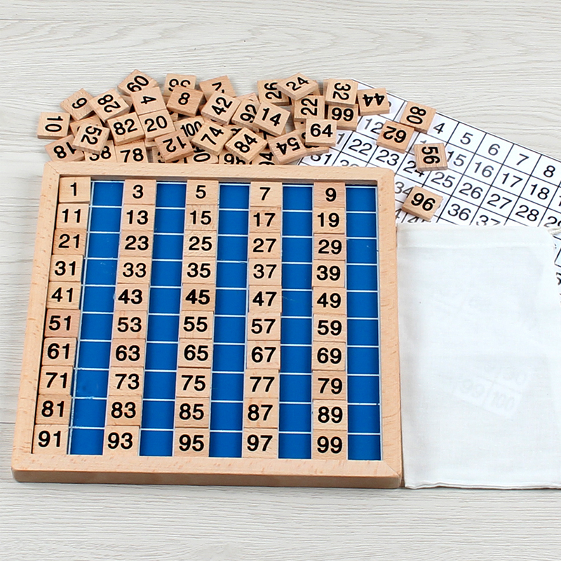 Montessori Math Teaching Aids Hundreds Board 1-100 Number Continuous Board Kidsren's Early Education Enlightenment Number Recognition Toys Building Blocks