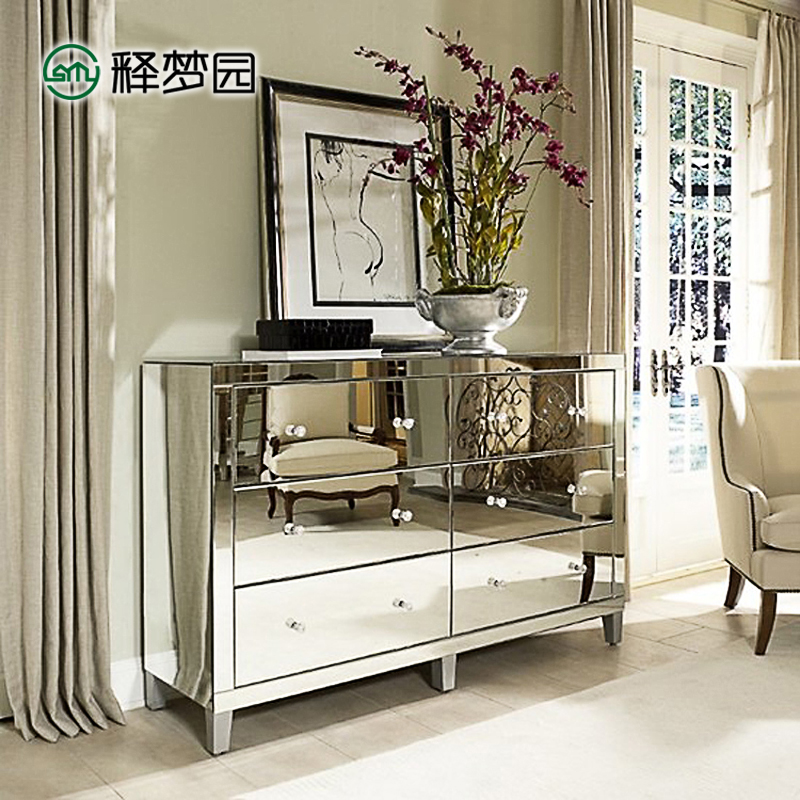 Fashion mirror side cabinet storage cabinet dining cabinet porch cabinet European decorative cabinet glass furniture neoclassical F1616