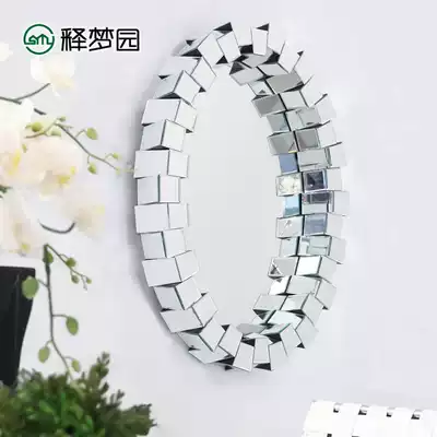 New European style neoclassical mirror bathroom mirror cosmetic mirror stereo hanging mirror porch decorative mirror round 1401