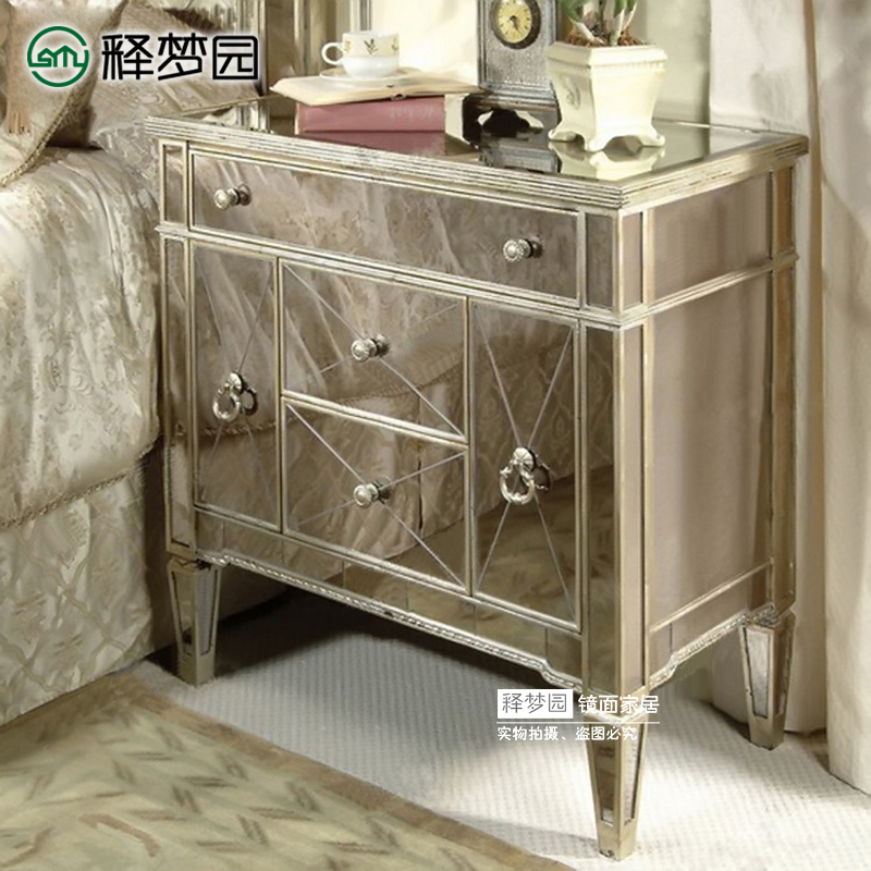 Bedside table European style mirror furniture storage cabinet simple side cabinet multifunctional cabinet corner cabinet lamp table promotion 0393