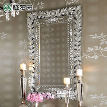 Carved mirror Decorative mirror Entrance mirror Bathroom mirror Fashion mirror Makeup mirror Square 0785M