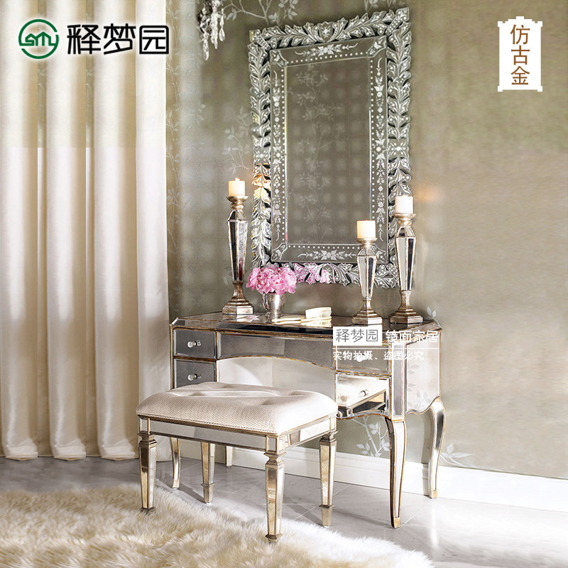 Net Red Cosmetic Table Cosmetic Table European Furniture Mirror Furniture Glass Furniture Neoclassical Postmodern F0785G