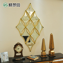 Mirror decorative mirror Entrance mirror Makeup mirror Wall hanging mirror Square neoclassical I0003