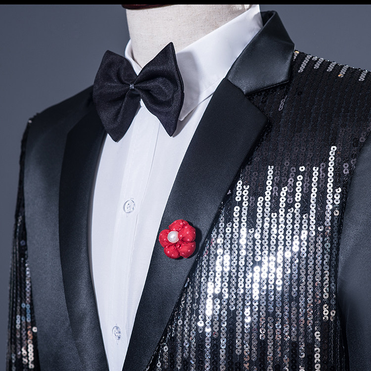 Mens Bling Sequins Tuxedo Suit Pants fashion Style Psy Jacket Coat