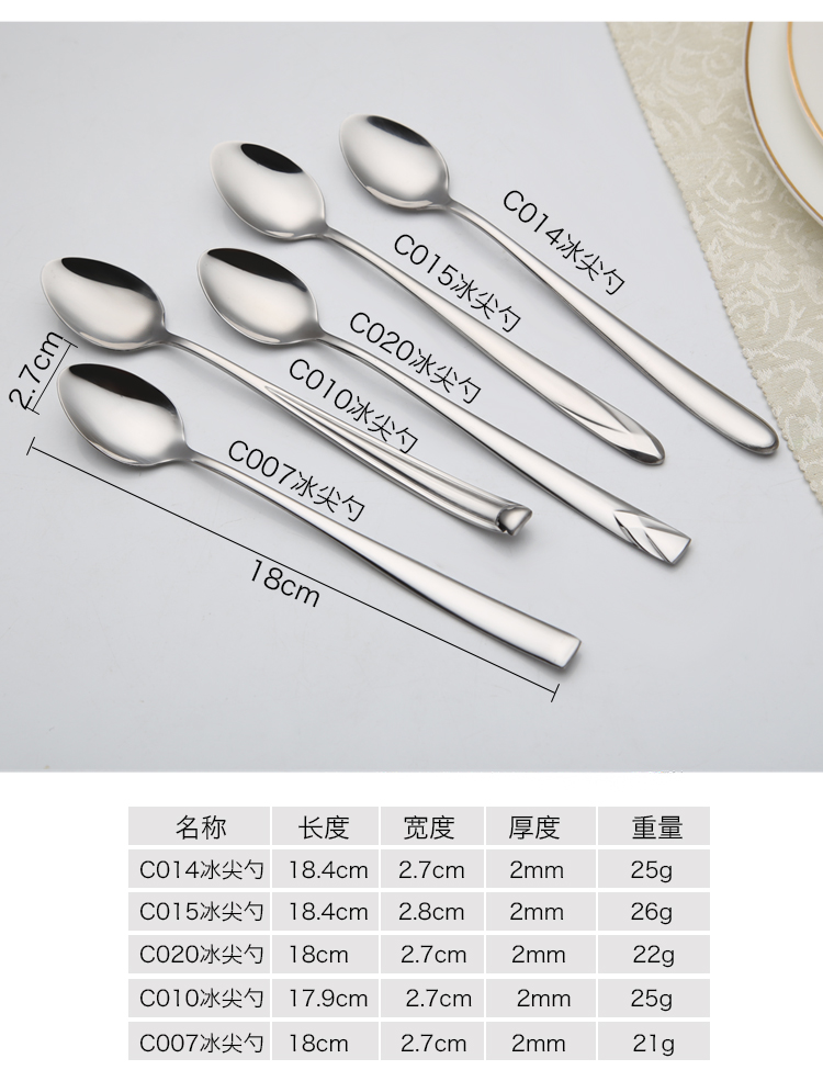 Tay cầm dài bằng thép không gỉ Tay cầm dài thìa thìa cà phê thìa đá trộn đầu tròn kem sữa thìa hạn chế thời gian khuyến mãi - Cà phê phin pha cafe inox lớn