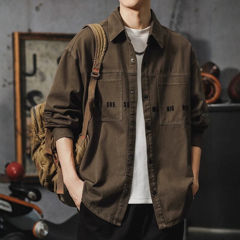 Hong Kong Trendy Brand American-Style Workwear Denim Shirt Jacket for Men, 2026 New Model Long-Sleeve Shirt for Men, High-End and Stylish