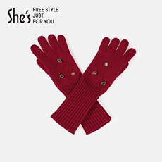Перчатки shes茜子凡尔赛之梦原创复古棉羊毛针织手套保暖分指长款手套女