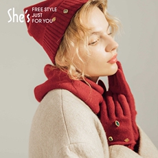 Перчатки shes茜子凡尔赛之梦原创复古棉羊毛针织手套保暖分指长款手套女