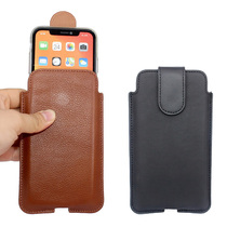 Thin leather mobile phone hanging running bag wear belt head layer cow leather case male father 6 inch 6 5 inch horizontal New