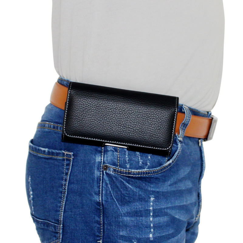 Durable Phone Waist Bag, Belt-Worn, Horizontal Style, Men's Cross-Waist Pouch, Elderly Clip-On Belt Holster, Universal