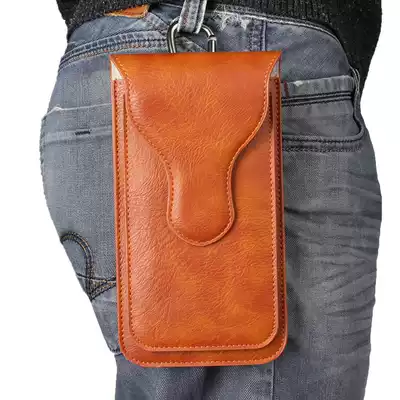 Two mobile phone running bag men wear belt vertical multifunctional double grid leather case hanging waist waist men's Universal belt bag