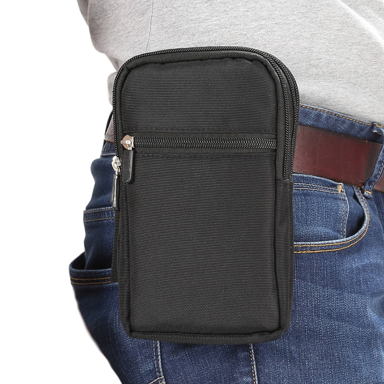 Canvas mobile phone hanging waist bag wearing belt men's waist cloth bag carry cigarette bag wallet flat 5 5 inch 6 inch 7 inch universal