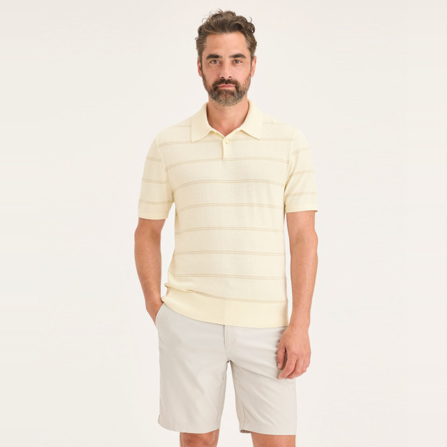 American high-end cotton stripe short-sleeved knitted POLO shirt for men