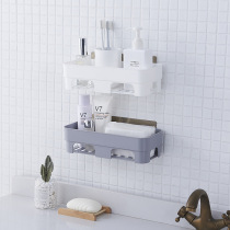Free-to-punch toilet shelve plastic toilet washroom washstand Wall-mounted Bathroom containing rack basket No-mark sticker