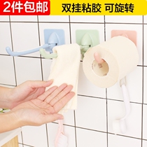 Rotatable powerful viscose hook kitchen toilet creative nail-free no-mark wall sticking hook wall
