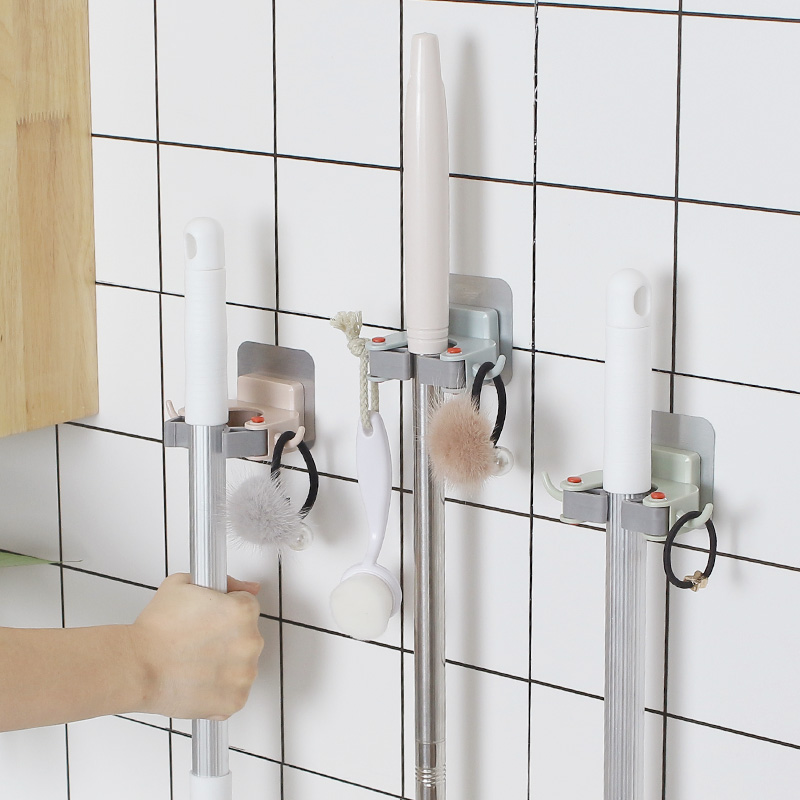 Mop rack Punch-free mop hanger Fixed snap Mop clip Wall-mounted clip Shelf hanging mop broom card holder