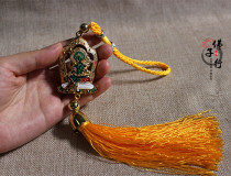 Tibetan supplies exquisite gold-plated painted green Tara car hanging interior car pendant