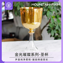 Holy grail handheld crystal bowl 24 gilded hollowed-out design quietly meditation to release pressure yoga percussion instrument