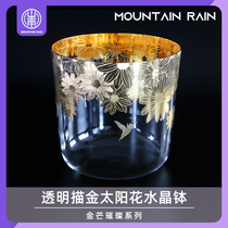 Crystal bowl 24 gold pure hand drawing 6789 inch gold Sun Flower Design yoga quietly meditation percussion instrument
