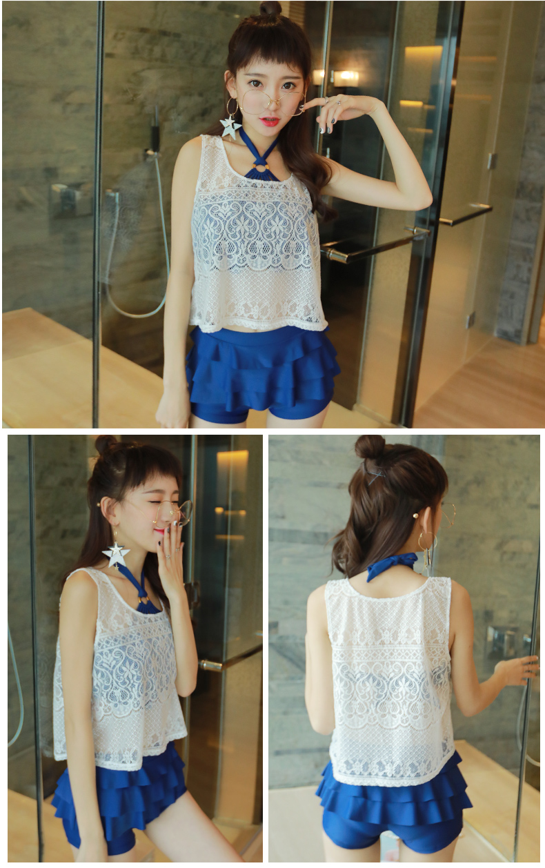 Bộ đồ bơi ba mảnh nữ xẻ ngực nhỏ khoe ngực để che bụng mỏng Hàn Quốc nhỏ tươi bảo thủ tắm nước nóng mùa xuân - Bộ đồ bơi hai mảnh 	áo bơi 2 mảnh