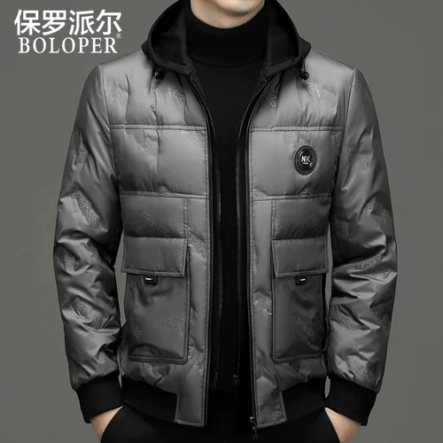 Короткий зимний пуховик, удерживающая тепло бархатная куртка для отдыха с капюшоном, 2023, утиный пух