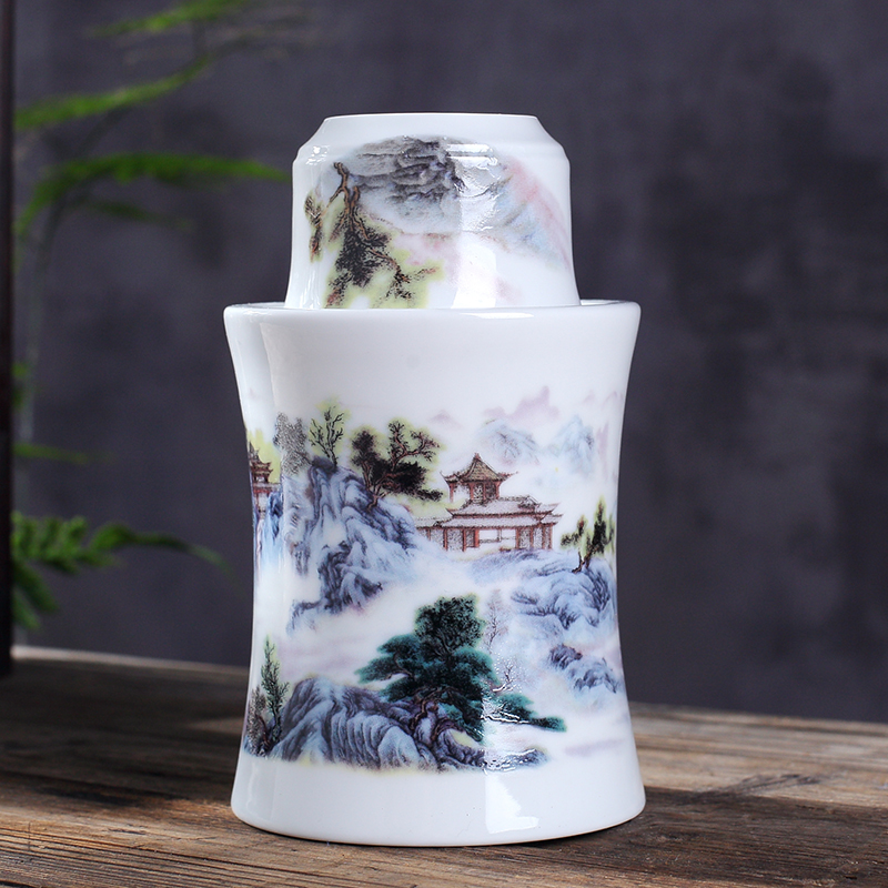 Three two wine temperature hot hip household jingdezhen ceramic Chinese antique wine package rice wine liquor cup hip flask