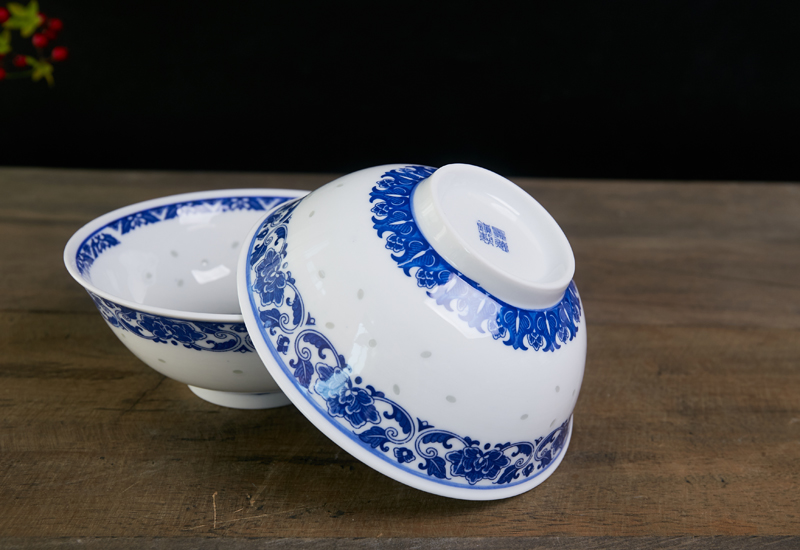 The Product jue jingdezhen blue and white porcelain rainbow such use tall bowl of noodles bowl large bowl of beef noodles in soup bowl of domestic wholesale 6 inches