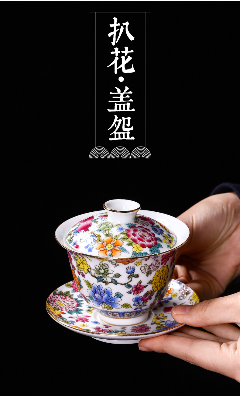 Jingdezhen ceramic blue three only three fort wsop rice, a cup large tureen sweet blue - and - white bowl and cups