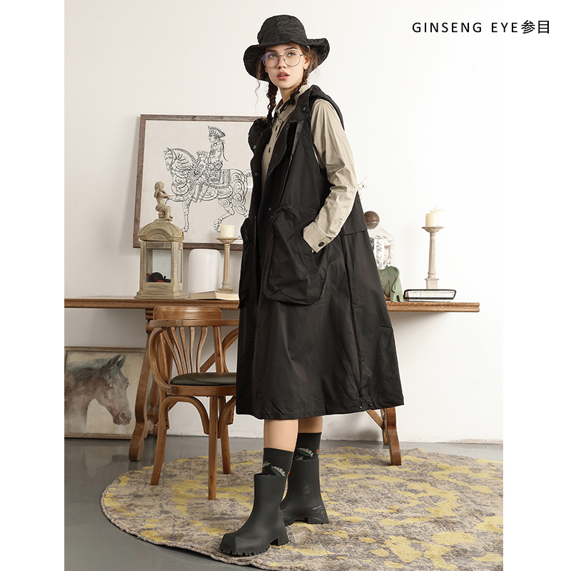 Original Designer Style, Relaxed and Loose-Fitting Versatile Vest for Women, Slimming Sleeveless Mid-Length Coat, Trendy Brand