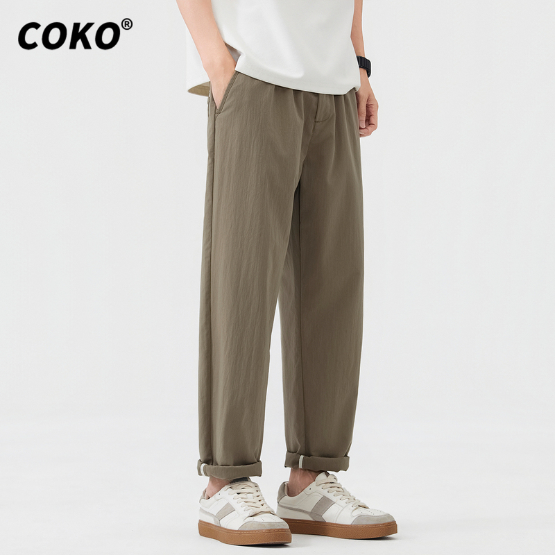 Coko Bamboo Pattern Quick-Dry Pants for Men 2026 Summer Cool Comfortable Versatile Loose Straight Tapered Casual Pants for Men