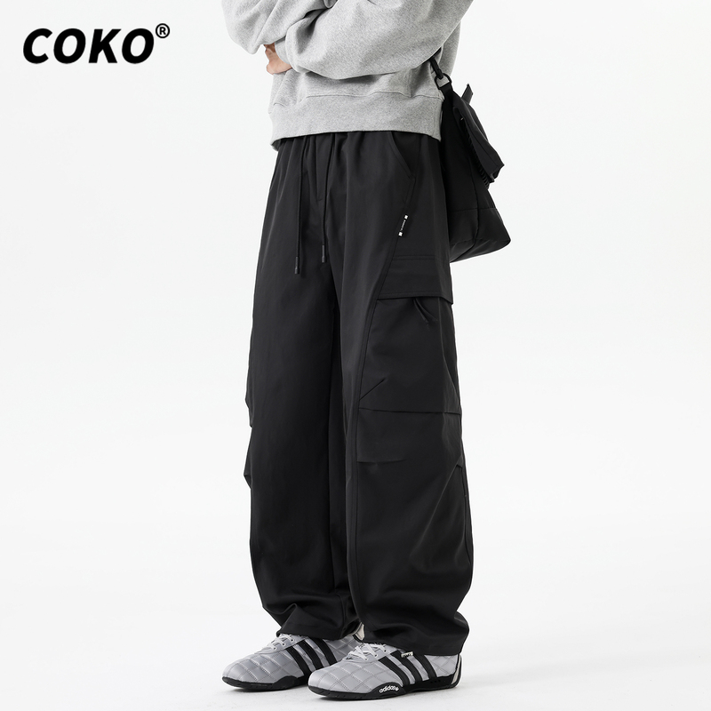 Coko American Retro Scimitar Pants Cargo Pants Men's Loose Straight-Leg 2026 Spring and Summer Trendy Casual Wide-Leg Pants