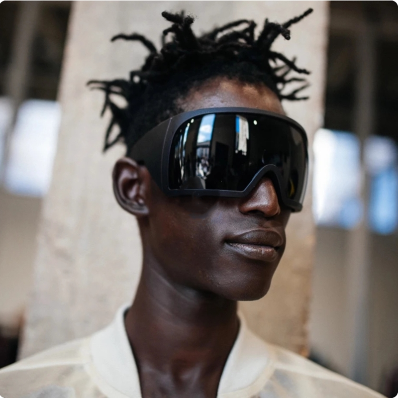 European and American Retro Oversized One-Piece Sunglasses for Men and Women, Trendy Cycling Hip-Hop Disco Colorful Sunglasses