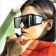 Summer beach vacation trend fashion large square frame glasses for men and women trendy personality retro sunglasses square one-piece sunglasses
