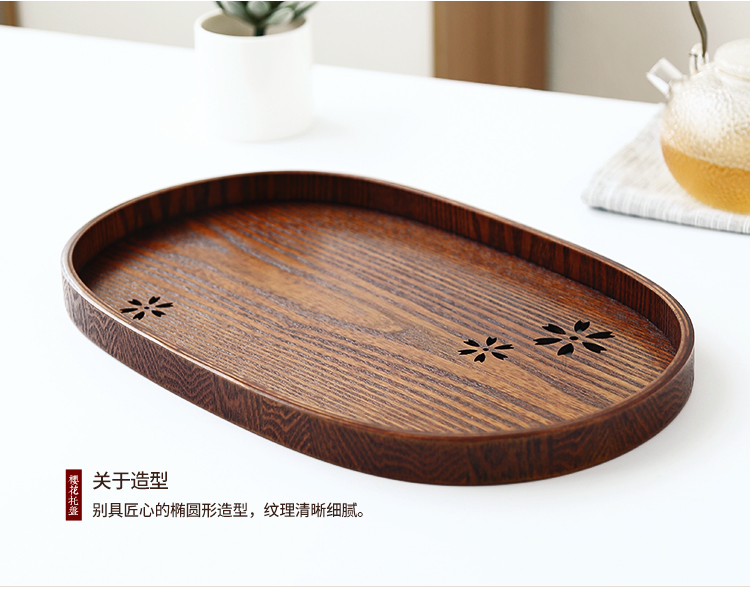 Hoa anh đào rỗng Nhật Bản khay gỗ hộ gia đình khay gỗ tấm trái cây snack cà phê cốc cốc khay khay trà khay gỗ vuông