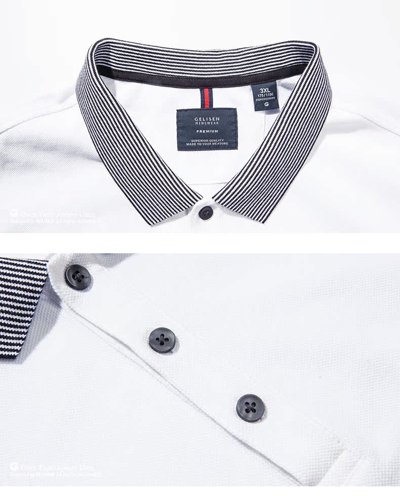 Glory GELISEN quần áo nam size lớn kinh doanh áo sơ mi POLO hoang dã cộng với phân bón cộng với size áo sơ mi nam áo polo nam