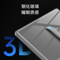 LED Keys Single Open Black Glass Panel Package Five Holes Socket Home Folk Hotel Personality Switch Socket