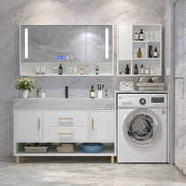 Custom washing machine high and low basin Balcony Bathroom cabinet Bathroom Marble sink sink face wash basin cabinet combination