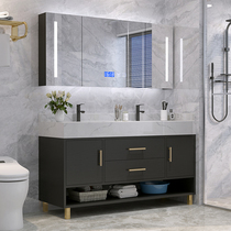 Modern simple intelligent mirror cabinet Bathroom cabinet combination Floor-to-ceiling marble sink toilet Hand wash basin