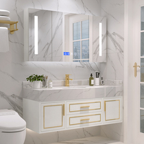 New Chinese style intelligent bathroom cabinet combination Modern simple Marble face wash basin Pool wash basin cabinet