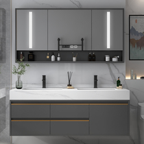 Light luxury rock board bathroom cabinet combination Modern simple wash table one-piece set Bathroom wash face wash basin Mirror cabinet