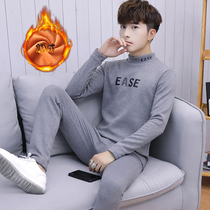 Youth winter plus velvet padded warm underwear set mens soil junior high school students autumn clothes a set of handsome clothes