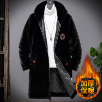Fur male sheep shearing coat men fur mink Korean version of the long padded winter to be white coat