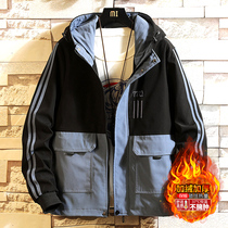 Teen Cotton Clothes Men Trends Winter Plus Suede Thickened Down Cotton Clothing Jacket Junior High School Students Handsome Cotton Padded Jacket