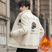 Youth winter pellet fleece jacket male junior high school student lamb plush padded autumn winter jacket