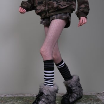Ab stack striped calf socks light asian style autumn and winter