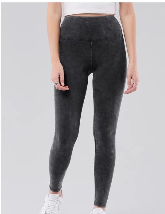 Hollister Women's Summer Thin Cotton High-Waisted Stretch Knit Leggings Denim Sports Fitness Pants Tie-Dye Hollister Women's Summer Thin Cotton High-Waisted Stretch Knit Leggings Denim Sports Fitness Pants Tie-Dye
