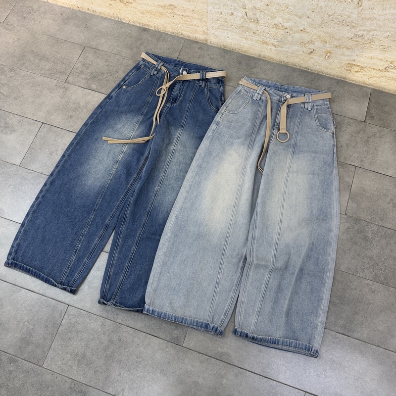 Jeans Cc2609 Spring/Summer New Style Wide-Leg Pants for Women 2026 High-Waisted Non-Stretch Loose Slimming Floor-Length Pants