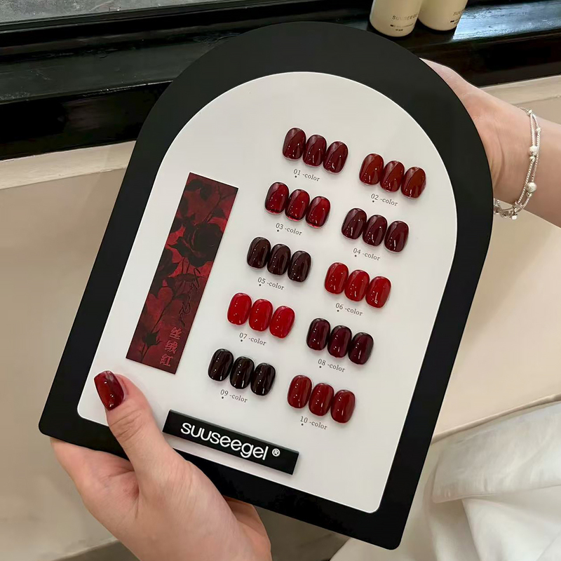 10-Color Velvet Red Nail Polish Gel, New Autumn and Winter Trendy, Bright White Red, Cherry, New Year Red Series Nail Art