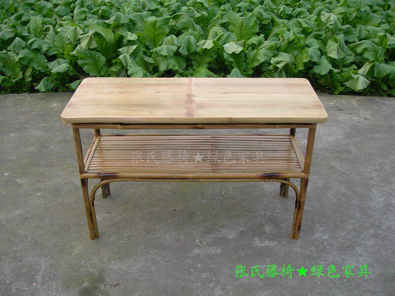 Zhang's rattan chair bamboo furniture tea table desk bamboo tea table bamboo desk double-layer two-story desk tea table
